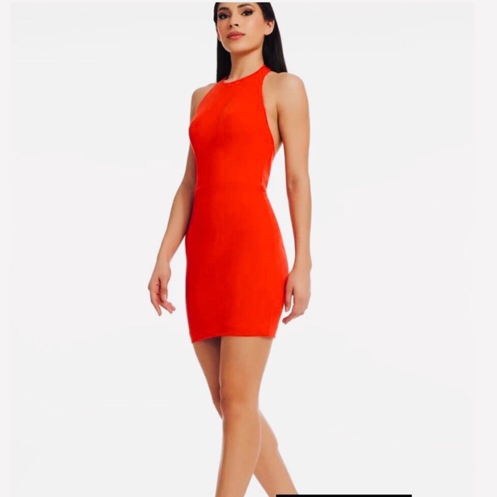 NWT Dress the population Oaklyn halter mini dress-poppy